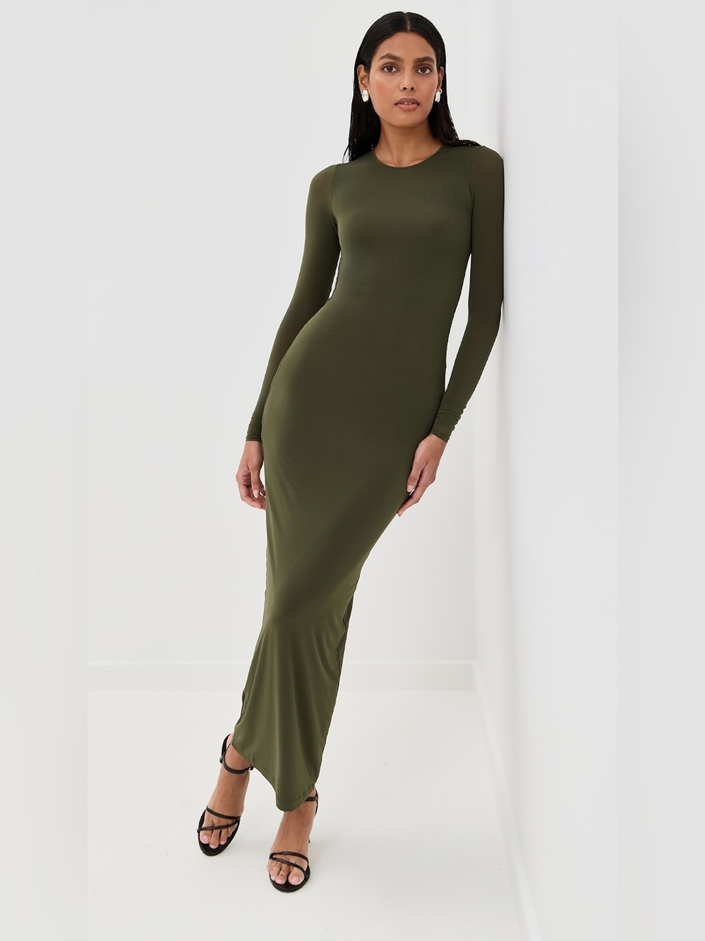 WARDROBE.NYC Sheer Long Sleeve Dress